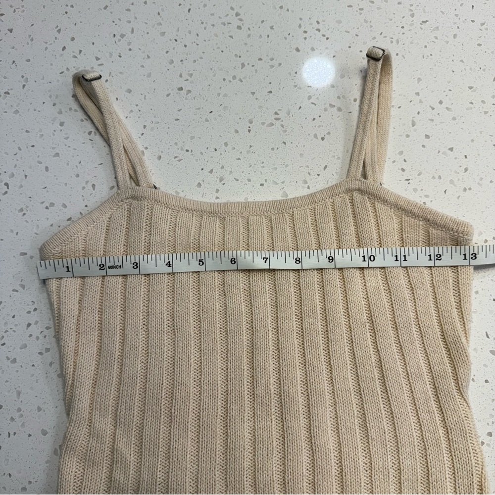Roxy Cream Ribbed Knit Sweater Tank Cami Adjustable Straps Small - Picture 5 of 6
